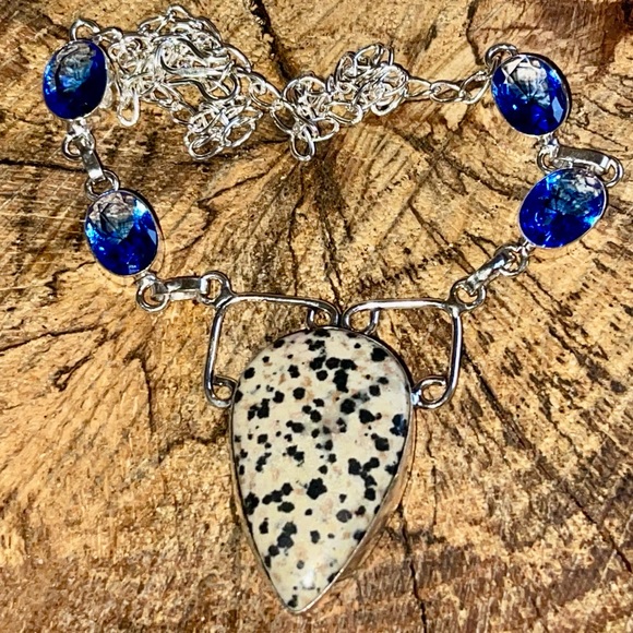 Dalmation Jasper Pendant Necklace 16-17” - Picture 5 of 13